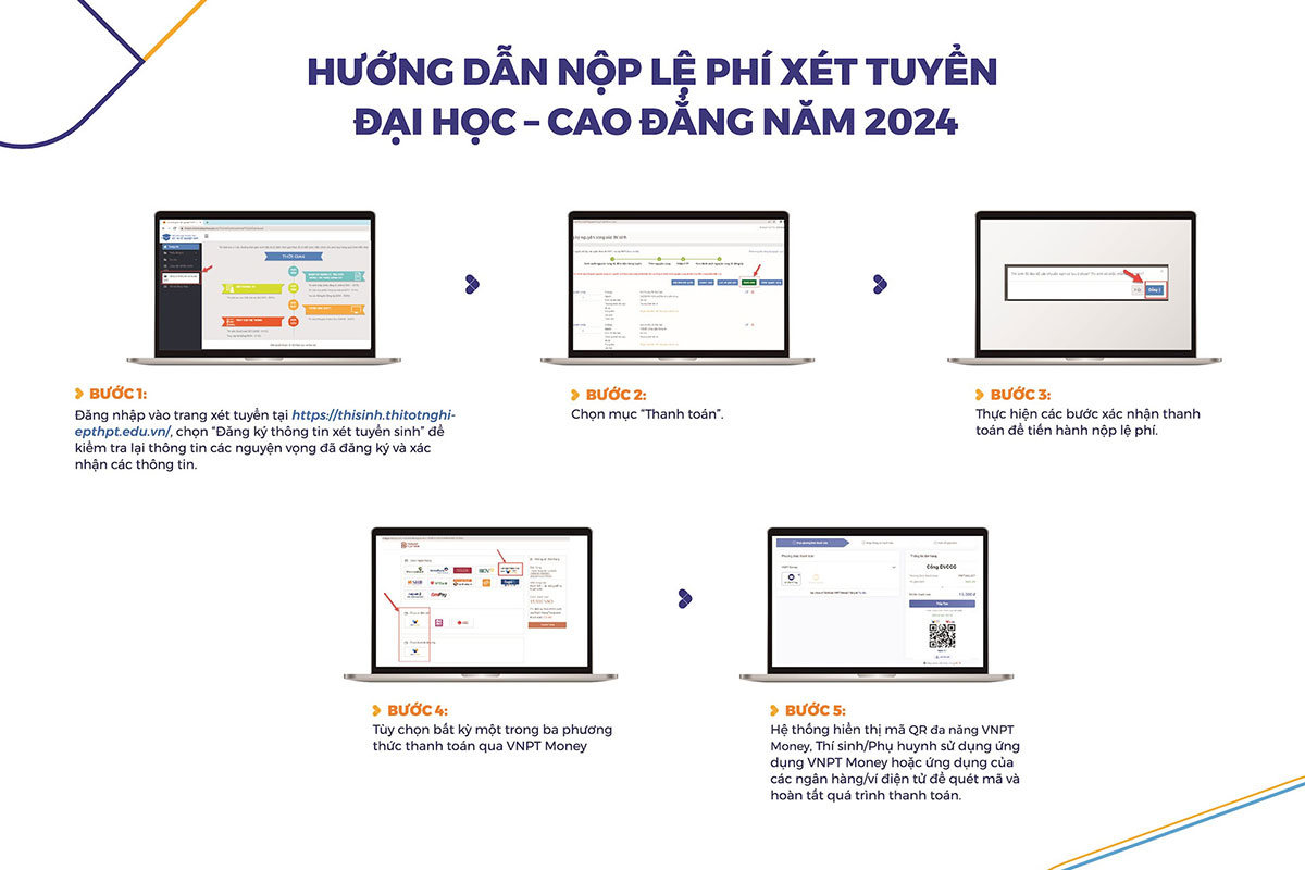 Hướng dẫn thanh toán lệ phí ĐH-CĐ qua mã QR