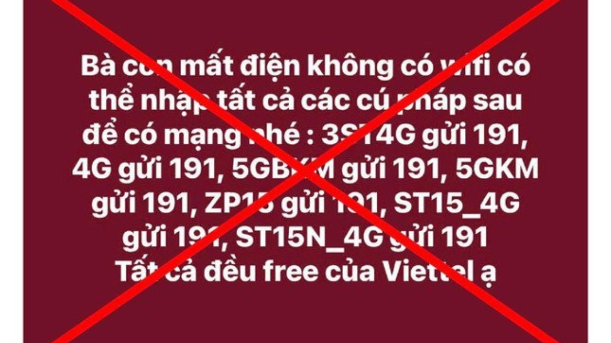 Thông tin giả mạo nhà mạng Viettel