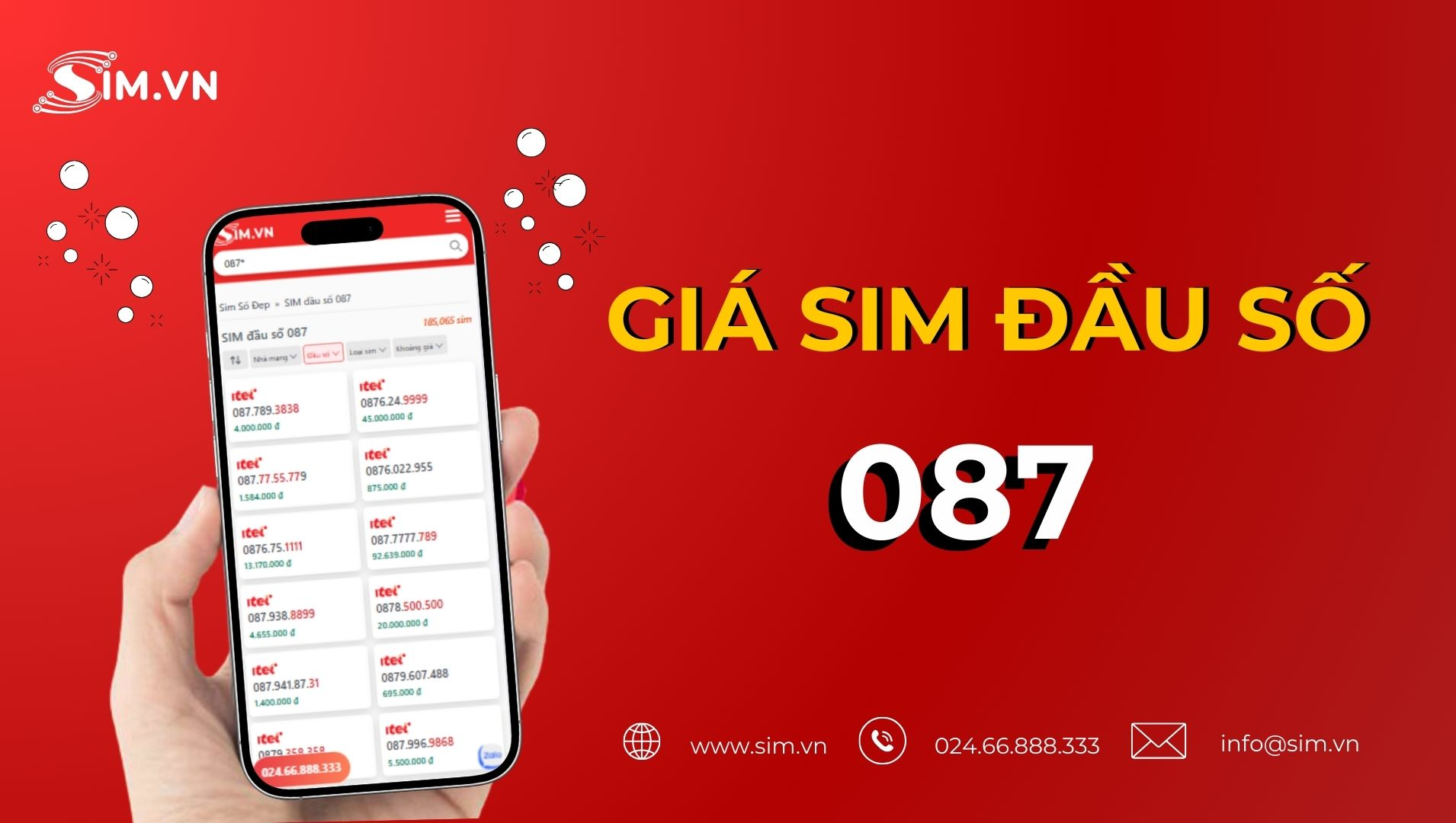 Giá sim đầu số 087